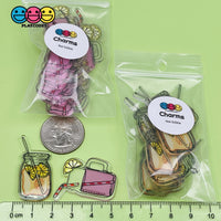 Summer Drinks Pink Lemonade And Orangeade Charms Planar Cabochons Charm
