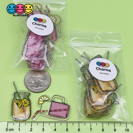 Summer Drinks Pink Lemonade And Orangeade Charms Planar Cabochons Charm