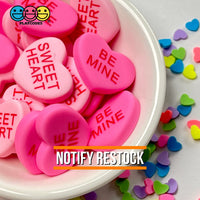 Sweet Tart Heart Shape Fake Candy Charm Flatback Pink Be Mine Cabochons 20 Pcs