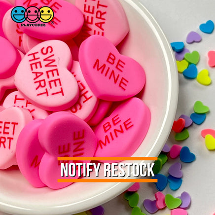 Sweet Tart Heart Shape Fake Candy Charm Flatback Pink Be Mine Cabochons 20 Pcs