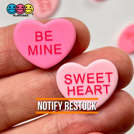 Sweet Tart Heart Shape Fake Candy Charm Flatback Pink Be Mine Cabochons 20 Pcs