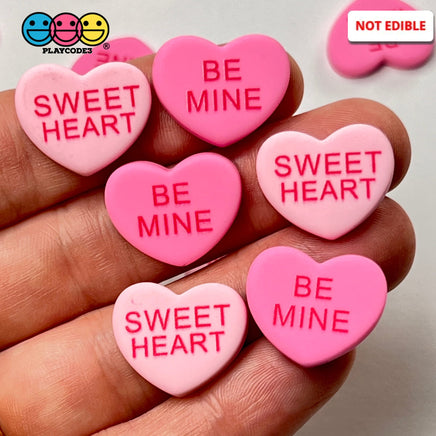 Sweet Tart Heart Shape Fake Candy Charm Flatback Pink Be Mine Cabochons 20 Pcs