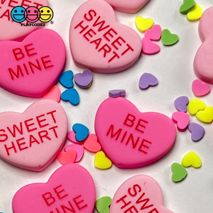 Sweet Tart Heart Shape Fake Candy Charm Flatback Pink Be Mine Cabochons 20 Pcs