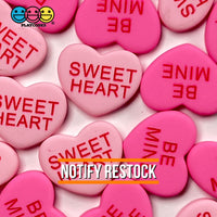 Sweet Tart Heart Shape Fake Candy Charm Flatback Pink Be Mine Cabochons 20 Pcs