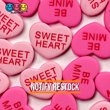 Sweet Tart Heart Shape Fake Candy Charm Flatback Pink Be Mine Cabochons 20 Pcs