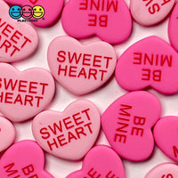 Sweet Tart Heart Shape Fake Candy Charm Flatback Pink Be Mine Cabochons 20 Pcs