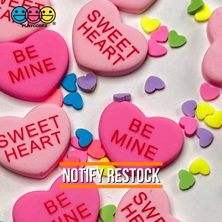 Sweet Tart Heart Shape Fake Candy Charm Flatback Pink Be Mine Cabochons 20 Pcs