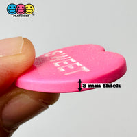 Sweet Tart Heart Glitter Shape Fake Candy Charm Flat Back Cabochons Decoden 6 Colors 12 Pcs