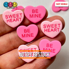 Sweet Tart Heart Shape Fake Candy Charm Flatback Pink Be Mine Cabochons 20 Pcs