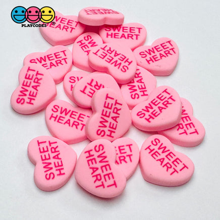 Sweet Tart Print Conversation Hearts Fake Candy Charm Valentine’s Day Charms Cabochons 7 Colors