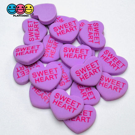 Sweet Tart Print Conversation Hearts Fake Candy Charm Valentine’s Day Charms Cabochons 7 Colors