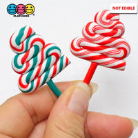 Swirl Fake Lollipops Red White or Green Red White Christmas Holiday Cabochons Decoden Fake Bake Simple Supplies – 5pcs