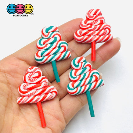 Swirl Fake Lollipops Red White or Green Red White Christmas Holiday Cabochons Decoden Fake Bake Simple Supplies – 5pcs