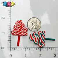 Swirl Fake Lollipops Red White or Green Red White Christmas Holiday Cabochons Decoden Fake Bake Simple Supplies – 5pcs