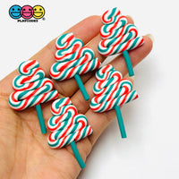 Swirl Fake Lollipops Red White or Green Red White Christmas Holiday Cabochons Decoden Fake Bake Simple Supplies – 5pcs