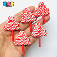 Swirl Fake Lollipops Red White or Green Red White Christmas Holiday Cabochons Decoden Fake Bake Simple Supplies – 5pcs