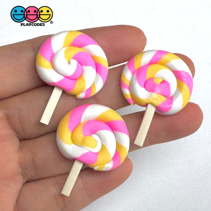 Swirl Lollipop Pink Yellow White Fake Food Candy Props 10pcs - Fake Food