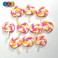 Swirl Lollipop Pink Yellow White Fake Food Candy Props 10pcs - Fake Food
