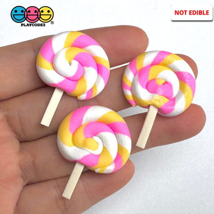 Swirl Lollipop Pink Yellow White Fake Food Candy Props 10pcs - Fake Food