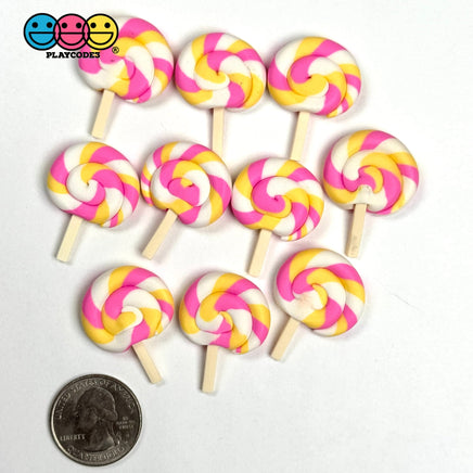 Swirl Lollipop Pink Yellow White Fake Food Candy Props 10pcs - Fake Food