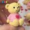 Teddy Bear Pink Shirt With Heart Figurine Valentines Day Figurines Plastic Resin 5 Pcs