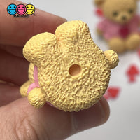 Teddy Bear Pink Shirt With Heart Figurine Valentines Day Figurines Plastic Resin 5 Pcs