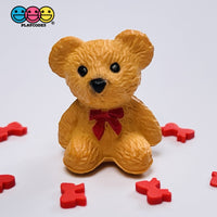 Teddy Bear With Bow Tie Miniature Charm Resin Valentines Day Cabochons 10 Pcs