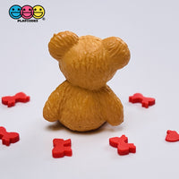 Teddy Bear With Bow Tie Miniature Charm Resin Valentines Day Cabochons 10 Pcs