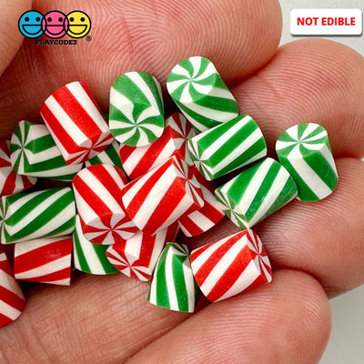 Tiny Christmas Fake Candy Cane Red Green Clay Cabochons Decoden Charm 10 Pcs Playcode3 Llc
