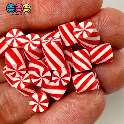 Tiny Christmas Fake Candy Cane Red Green Clay Cabochons Decoden Charm 10 Pcs Playcode3 Llc