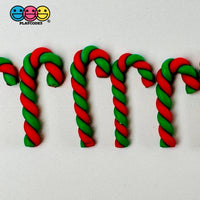 Tiny Miniature Christmas Candy Cane Red Green Cabochons Decoden Charm 10 Pcs