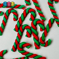 Tiny Miniature Christmas Candy Cane Red Green Cabochons Decoden Charm 10 Pcs