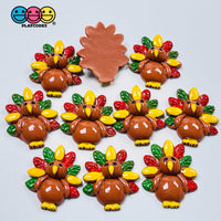 Turkey Flatback Colorful Charm Thanksgiving Christmas Cabochons 10 Pcs