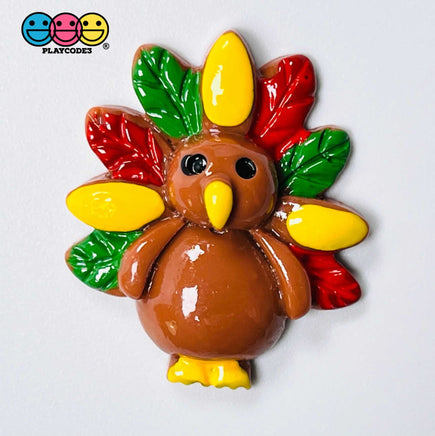 Turkey Flatback Colorful Charm Thanksgiving Christmas Cabochons 10 Pcs