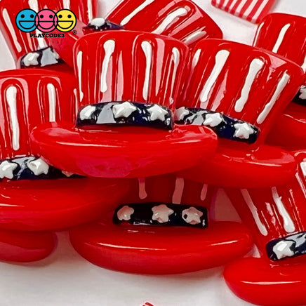 Uncle Sam Hat Flatback Charms American Flat Patriotic 4Th Of July Cabochons Decoden 10 Pcs Charm