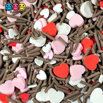 Valentine Chocolate Mix Red Pink Hearts Fimo Slices Fake Sprinkles Jimmies Playcode3 Llc 10 Grams