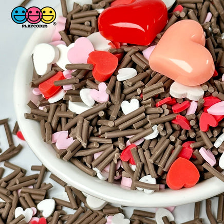 Valentine Chocolate Mix Red Pink Hearts Fimo Slices Fake Sprinkles Jimmies Playcode3 Llc Sprinkle