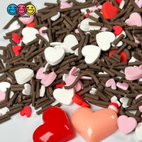 Valentine Chocolate Mix Red Pink Hearts Fimo Slices Fake Sprinkles Jimmies Playcode3 Llc Sprinkle