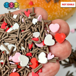 Valentine Chocolate Mix Red Pink Hearts Fimo Slices Fake Sprinkles Jimmies Playcode3 Llc Sprinkle