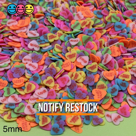 Valentine Fake Candy Conversation Hearts Sweethearts Heart Fimo Slices Sprinkles Jimmies 5 Mm / 20