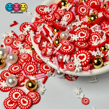 Valentine Mix Gold Pearl Beads Heart Fimo Snowflakes Fake Clay Sprinkles Funfetti Playcode3 Llc