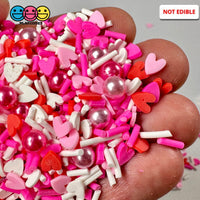 Valentine Mix Hearts Pink Red Fimo Pearl Beads Fake Clay Sprinkles Funfetti Sprinkle