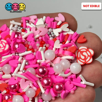 Valentine Mix Roses Silver Pearl Beads Heart Fimo Fake Clay Sprinkles Funfetti Playcode3 Llc
