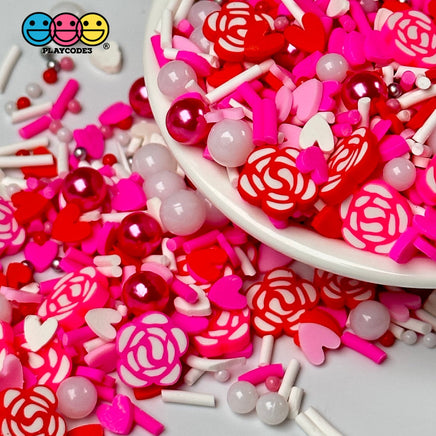Valentine Mix Roses Silver Pearl Beads Heart Fimo Fake Clay Sprinkles Funfetti Playcode3 Llc