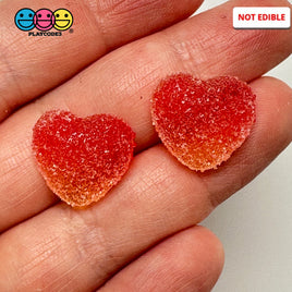 Valentines Day Fake Sugar Gummy Ombre Red Sunrise Heart Charm Flatback Cabochons Decoden Charm 10