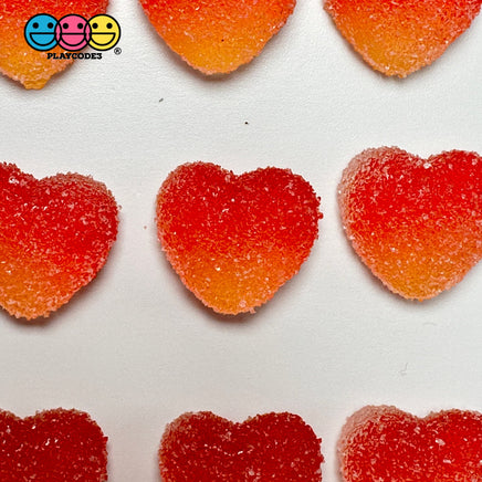 Valentines Day Fake Sugar Gummy Ombre Red Sunrise Heart Charm Flatback Cabochons Decoden Charm 10