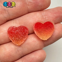 Valentines Day Fake Sugar Gummy Ombre Red Sunrise Heart Charm Flatback Cabochons Decoden Charm 10
