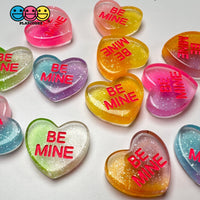 Valentine’s Day Glitter Hearts Multicolor Flatback Cabochons Decoden Charm 12 Pcs