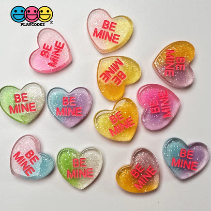Valentine’s Day Glitter Hearts Multicolor Flatback Cabochons Decoden Charm 12 Pcs