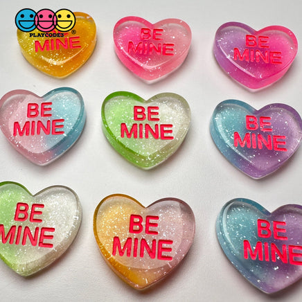 Valentine’s Day Glitter Hearts Multicolor Flatback Cabochons Decoden Charm 12 Pcs